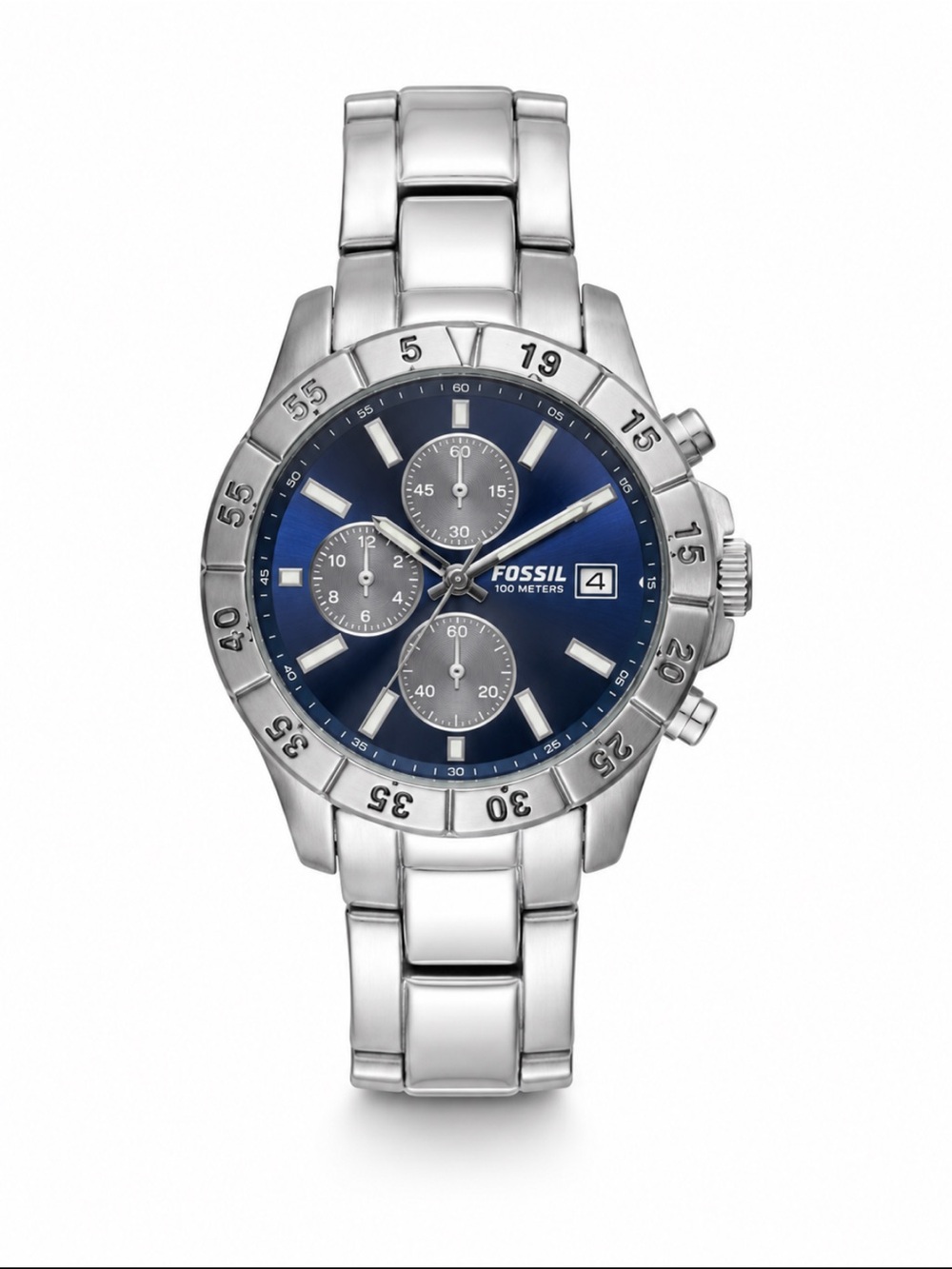 Fossil Blue CH-2332 Chronograph Watch Blue Dial Stainless Steel Water Resistant